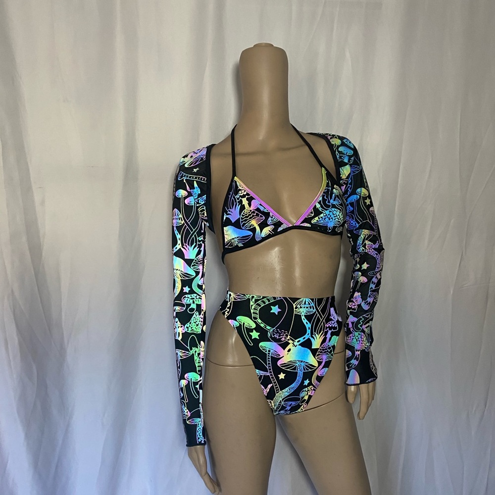 Rainbow Reflective long sleeve mushroom shrug
